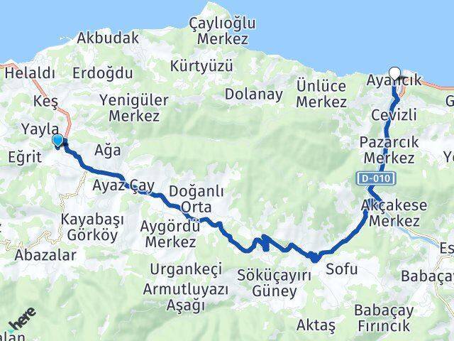 Düz Ayancık Arası Kaç Km - Yol Tarifi