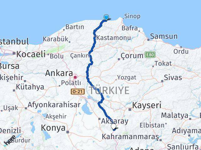 Sinop Türkeli Niğde Arası Kaç Km - Yol Haritası