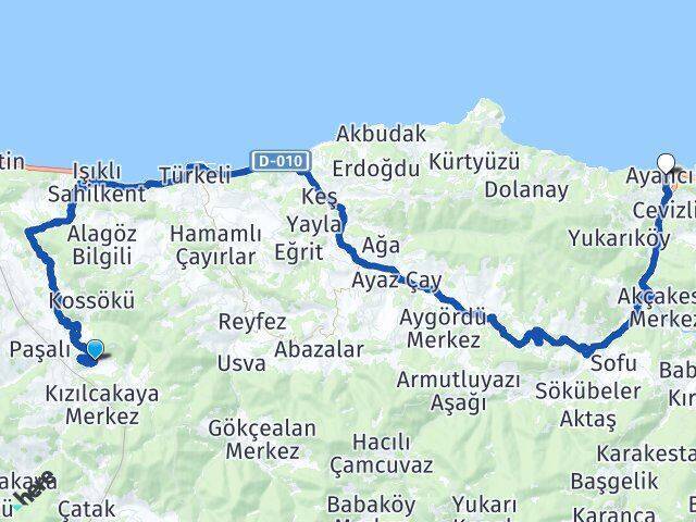 Sarmaşık Ayancık Arası Kaç Km - Yol Tarifi