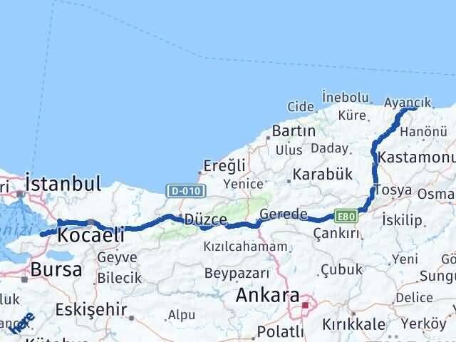 Sinop Türkeli Yalova Arası Kaç Km - Yol Haritası