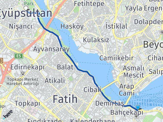 Sirkeci Harem Vapur İskelesi Eyüpsultan Arası Kaç Km - Yol Tarifi