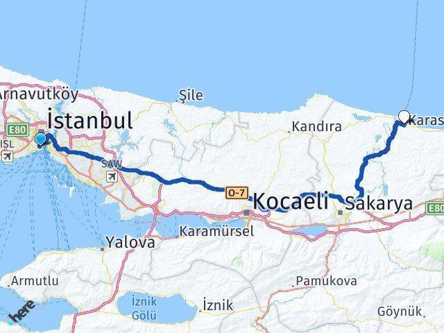 Sirkeci Harem Vapur İskelesi Karasu Arası Kaç Km - Yol Tarifi