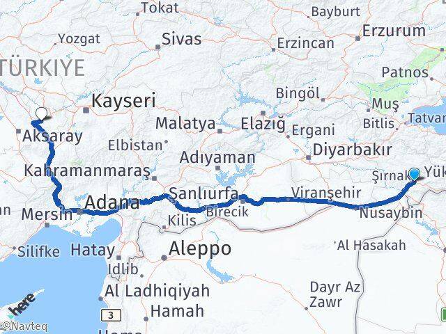 Şırnak Acıgöl Nevşehir Arası Kaç Km - Yol Haritası