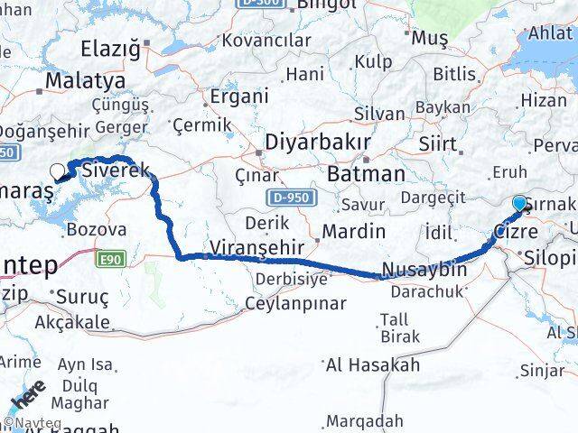Şırnak Adıyaman Havalimanı Arası Kaç Km - Yol Haritası