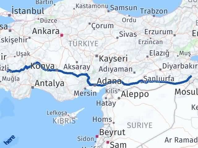 Şırnak Babadağ Denizli Arası Kaç Km - Yol Haritası