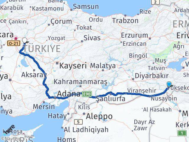 Şırnak Bahşili Kırıkkale Arası Kaç Km - Yol Haritası