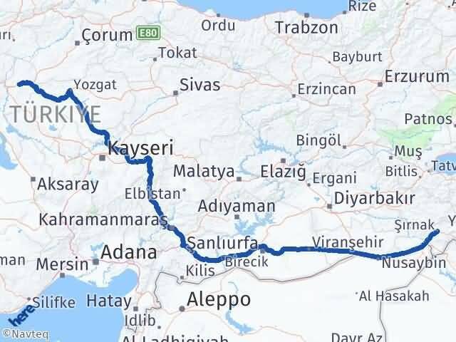 Şırnak Balışeyh Kırıkkale Arası Kaç Km - Yol Haritası