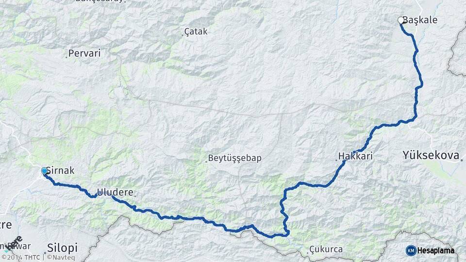 Şırnak Başkale Van Arası Kaç Km - Yol Haritası