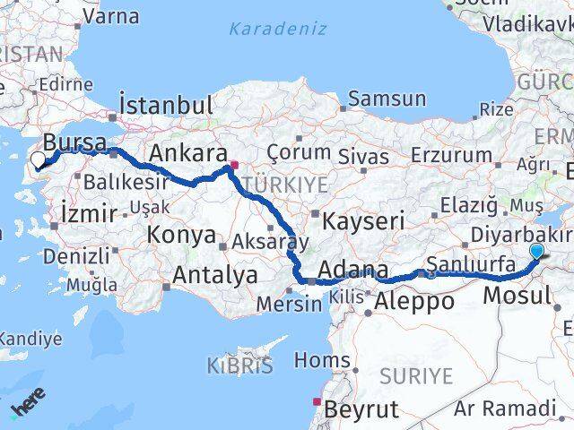 Şırnak Bayramiç Çanakkale Arası Kaç Km - Yol Haritası