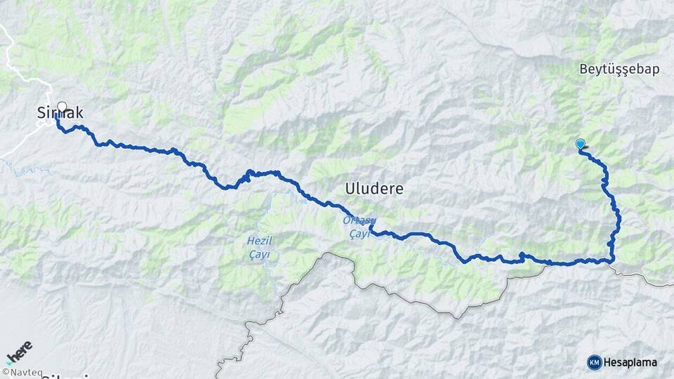 Şırnak Beytüşşebap Ayvalık Arası Kaç Km - Yol Haritası