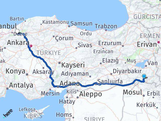 Şırnak Beytüşşebap Bolu Arası Kaç Km - Yol Haritası