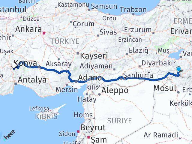 Şırnak Beytüşşebap Isparta Arası Kaç Km - Yol Haritası