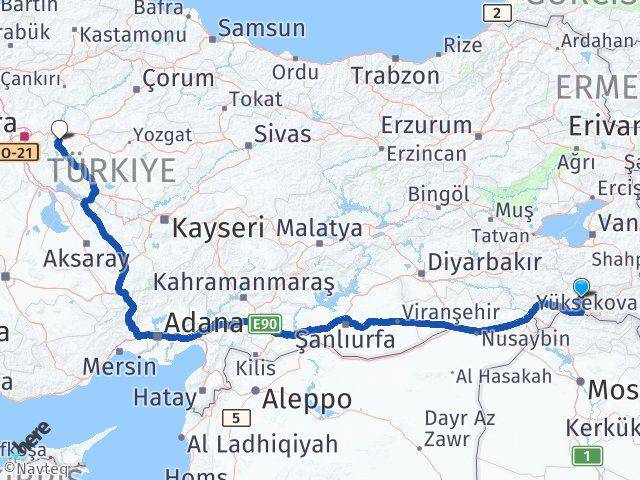 Şırnak Beytüşşebap Kırıkkale Arası Kaç Km - Yol Haritası