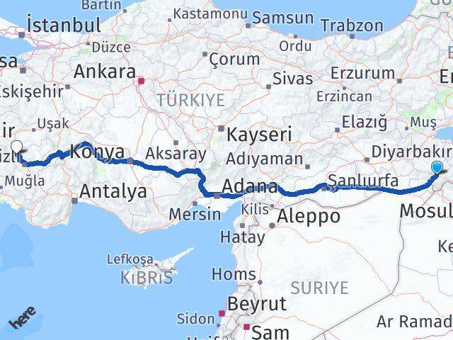 Şırnak Buldan Denizli Arası Kaç Km - Yol Haritası