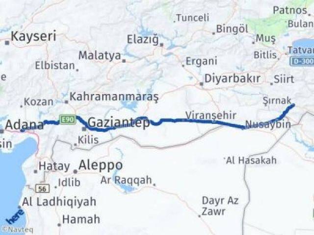 Şırnak Ceyhan Adana Arası Kaç Km - Yol Haritası