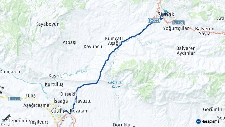Şırnak Cizre Arası Kaç Km - Yol Haritası