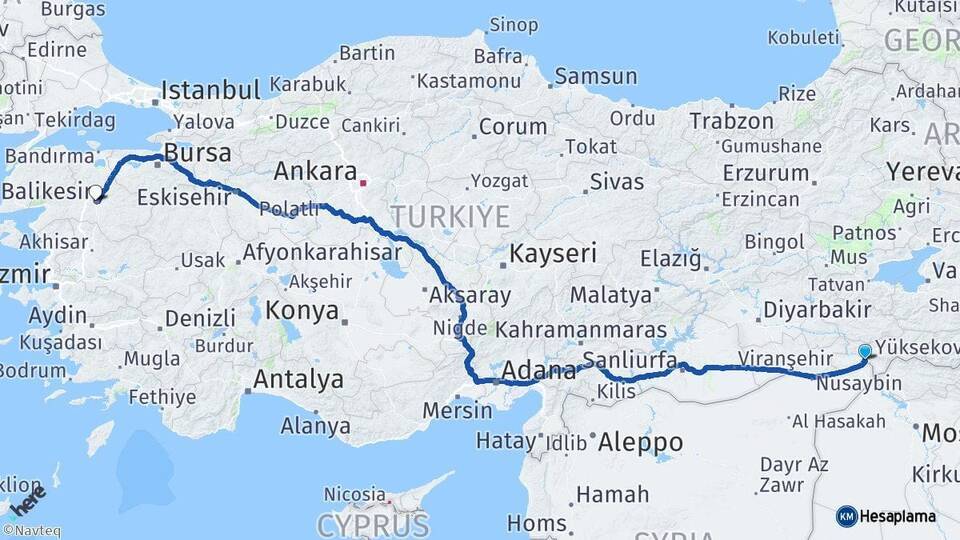 Cizre Balıkesir Arası Kaç Km - Yol Tarifi
