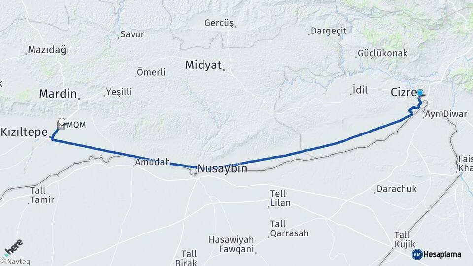 Şırnak Cizre Mardin Havalimanı Arası Kaç Km - Yol Haritası