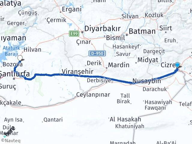 Şırnak Cizre Ş.Urfa GAP Havalimanı Arası Kaç Km - Yol Haritası