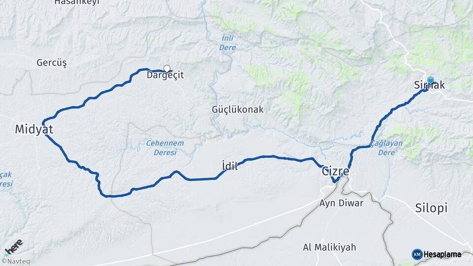Şırnak Dargeçit Mardin Arası Kaç Km - Yol Haritası