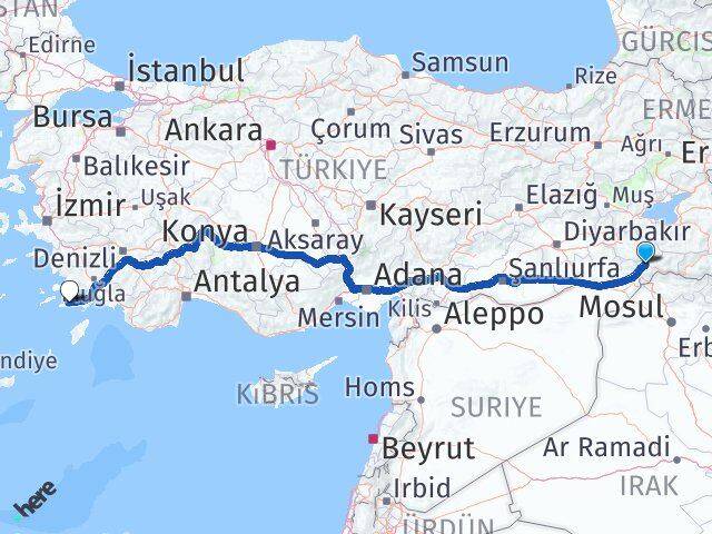 Şırnak Datça Muğla Arası Kaç Km - Yol Haritası