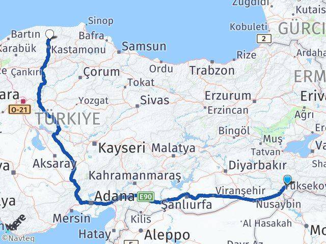 Şırnak Devrekani Kastamonu Arası Kaç Km - Yol Haritası