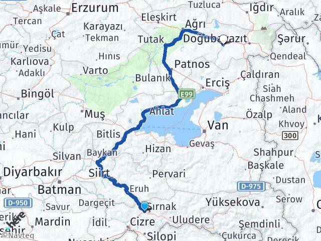 Şırnak Diyadin Ağrı Arası Kaç Km - Yol Haritası