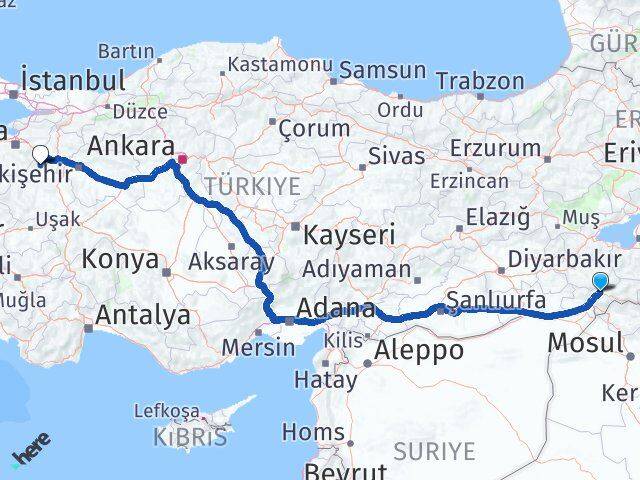 Şırnak Domaniç Kütahya Arası Kaç Km - Yol Haritası