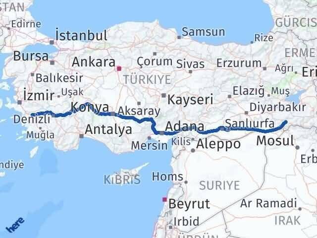 Şırnak Efeler Aydın Arası Kaç Km - Yol Haritası