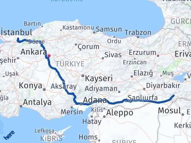 Şırnak Ferizli Sakarya Arası Kaç Km - Yol Haritası