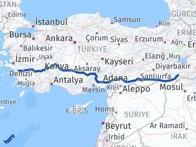 Şırnak Germencik Aydın Arası Kaç Km - Yol Haritası