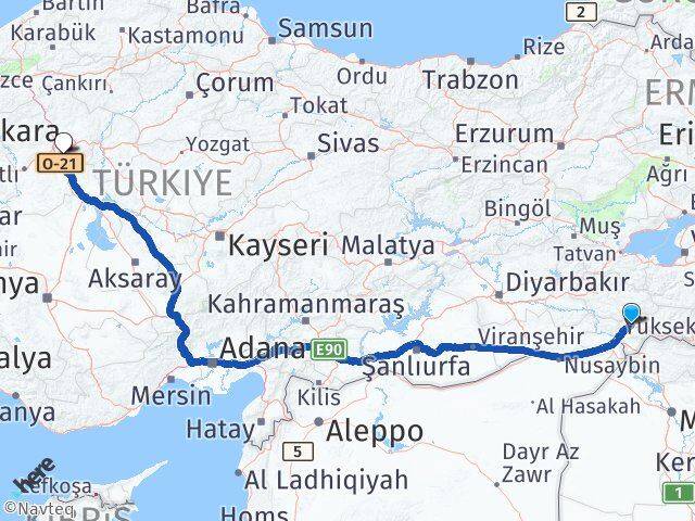 Şırnak Gölbaşı Ankara Arası Kaç Km - Yol Haritası