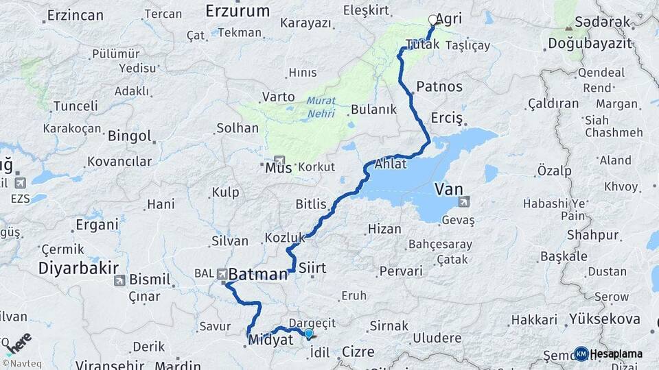 Şırnak Güçlükonak Ağrı Arası Kaç Km - Yol Haritası