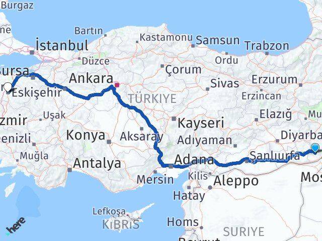 Şırnak Güçlükonak Balıkesir Arası Kaç Km - Yol Haritası