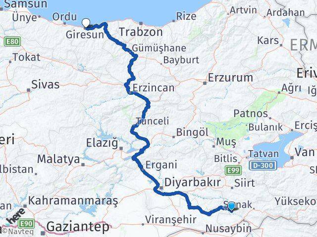 Güçlükonak Giresun Arası Kaç Km - Yol Tarifi