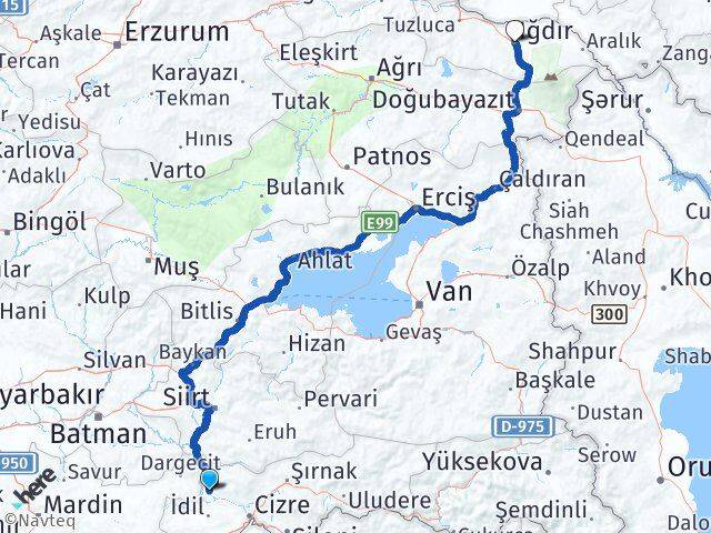 Şırnak Güçlükonak Iğdır Arası Kaç Km - Yol Haritası