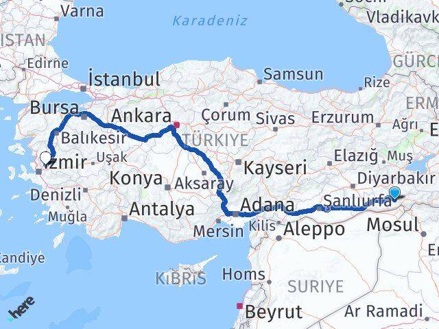 Şırnak Güçlükonak Manisa Arası Kaç Km - Yol Haritası