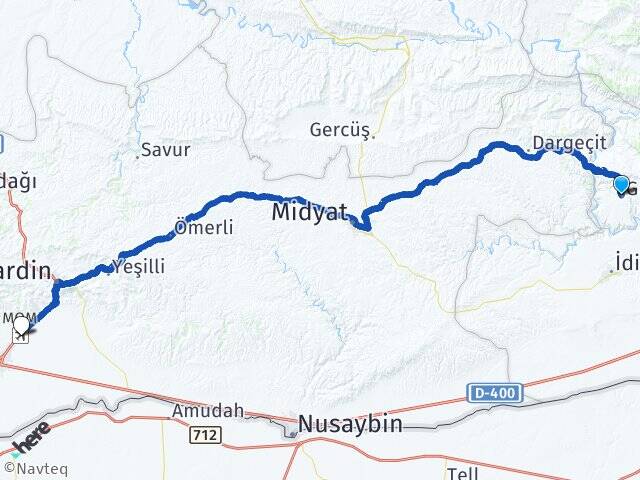 Şırnak Güçlükonak Mardin Havalimanı Arası Kaç Km - Yol Haritası