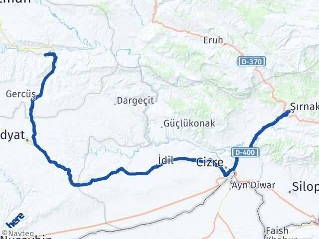 Şırnak Hasankeyf Batman Arası Kaç Km - Yol Haritası