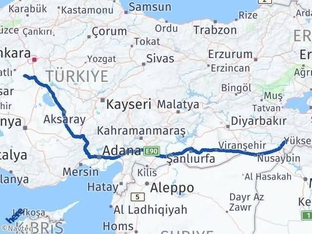 Şırnak Haymana Ankara Arası Kaç Km - Yol Haritası