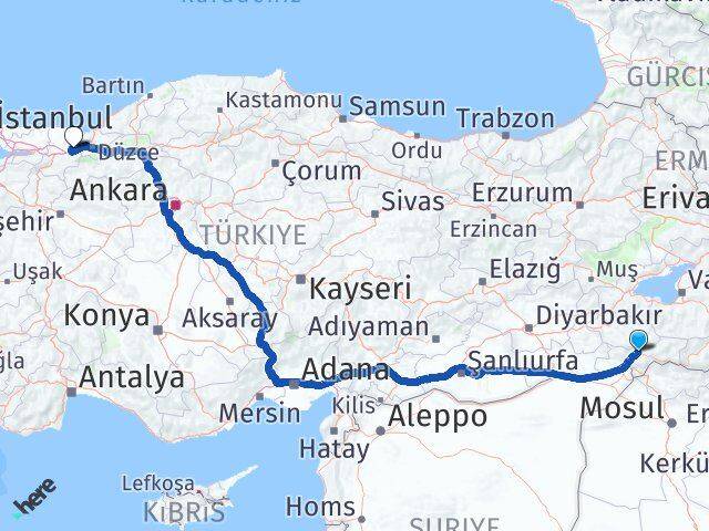 Şırnak Hendek Sakarya Arası Kaç Km - Yol Haritası