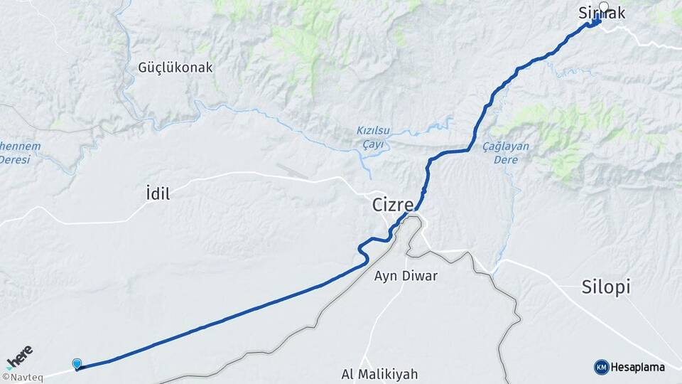 Şırnak İdil Alakamış Arası Kaç Km - Yol Haritası