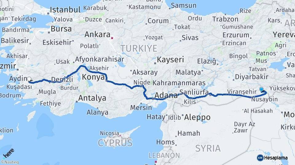 Şırnak İdil Aydın Arası Kaç Km - Yol Haritası