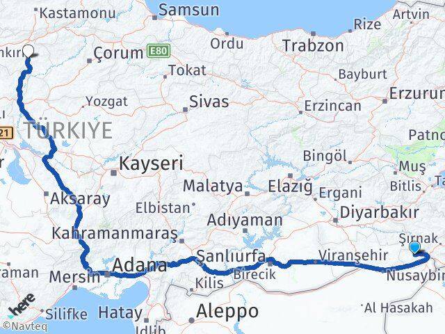 Şırnak İdil Çankırı Arası Kaç Km - Yol Haritası