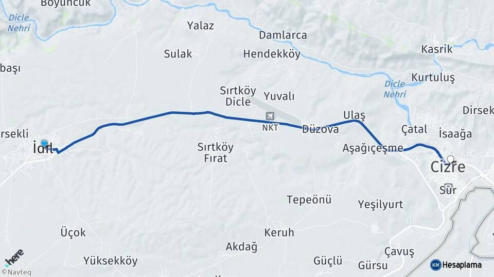 Şırnak İdil Cizre Arası Kaç Km - Yol Haritası