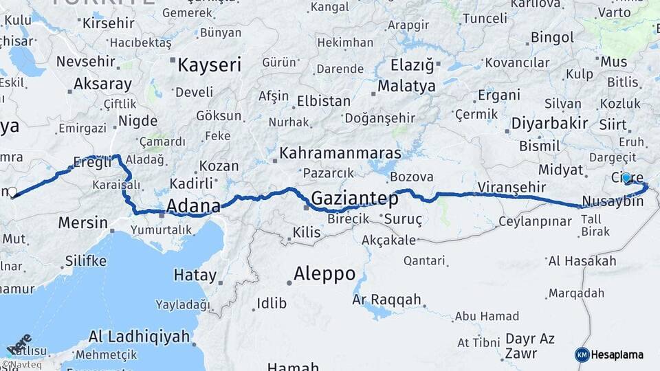 Şırnak İdil Karaman Arası Kaç Km - Yol Haritası