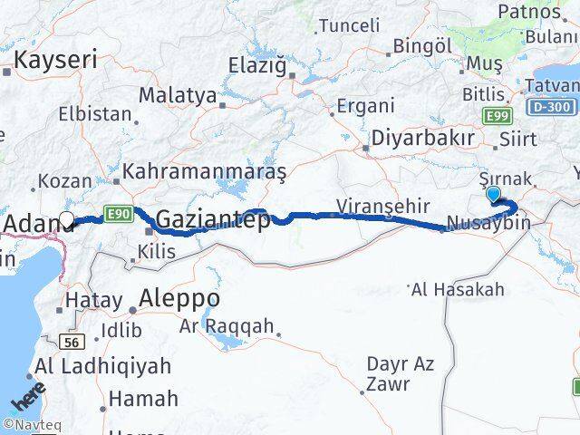 Şırnak İdil Osmaniye Arası Kaç Km - Yol Haritası