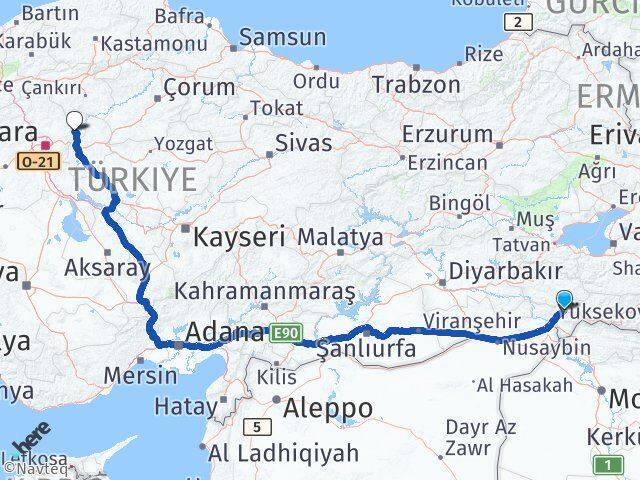 Şırnak Kalecik Ankara Arası Kaç Km - Yol Haritası