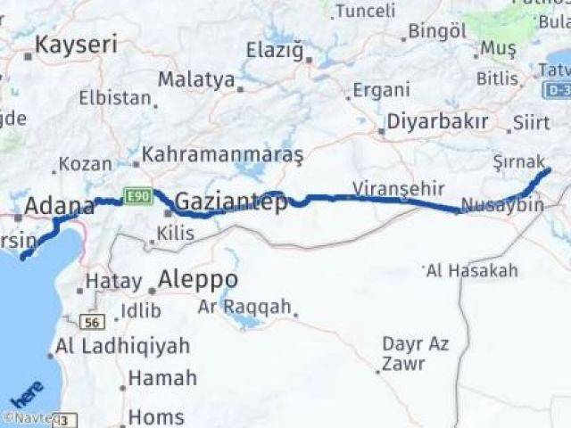 Şırnak Karataş Adana Arası Kaç Km - Yol Haritası