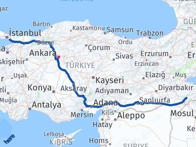 Şırnak Kartal İstanbul Arası Kaç Km - Yol Haritası
